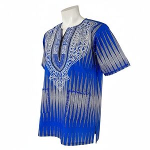 Blue Dashiki Men's Dress Shirt